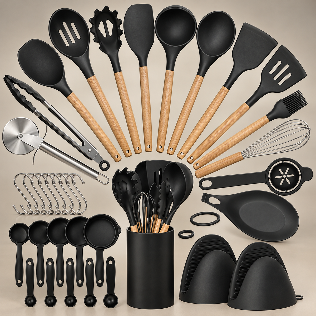 36-Piece Silicone Kitchen Utensil Set with Holder