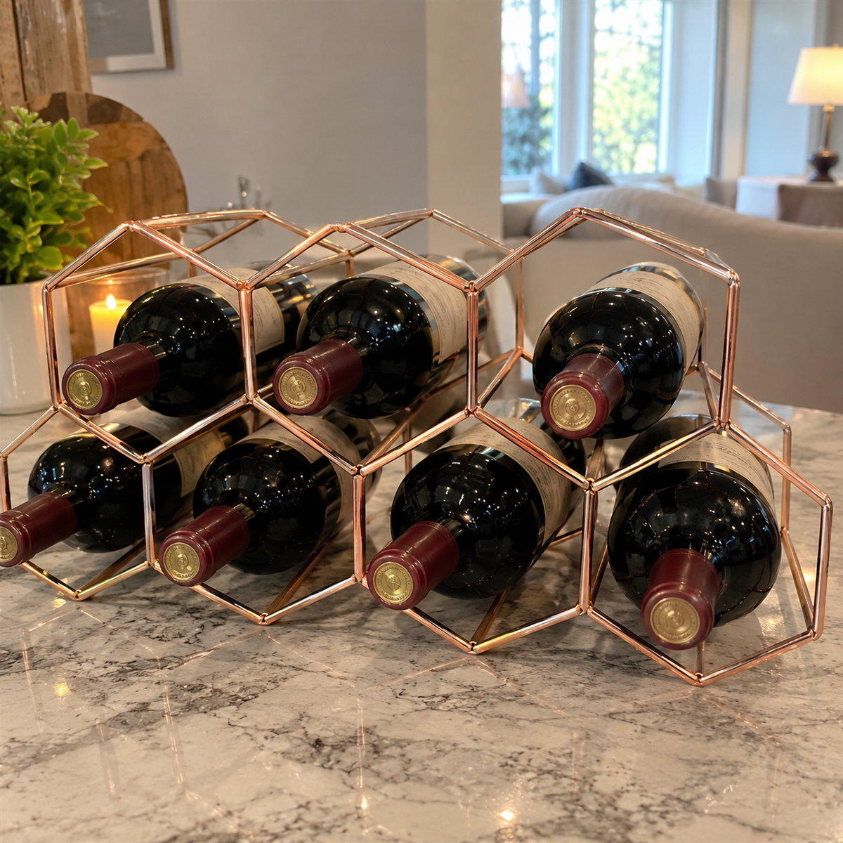 Metal Honeycomb Wine Rack (9 Bottles)