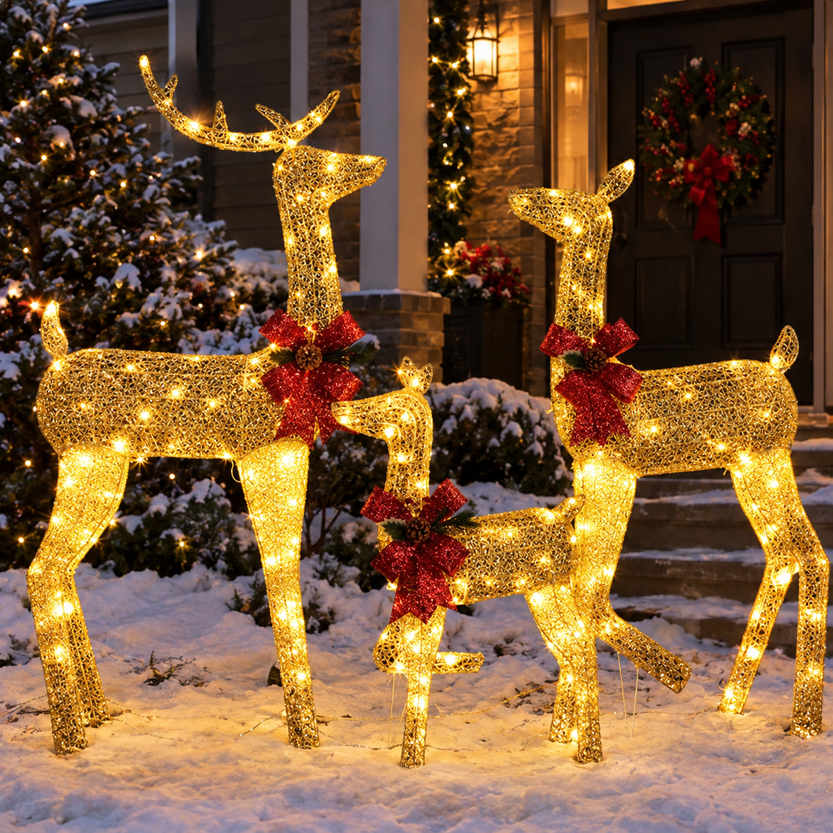 Light-Up Reindeer Family Set