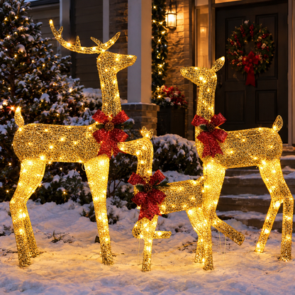Light-Up Reindeer Family Set