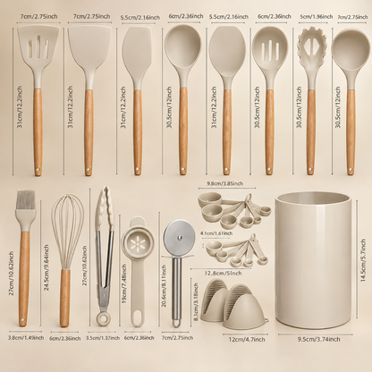 36-Piece Silicone Kitchen Utensil Set with Holder
