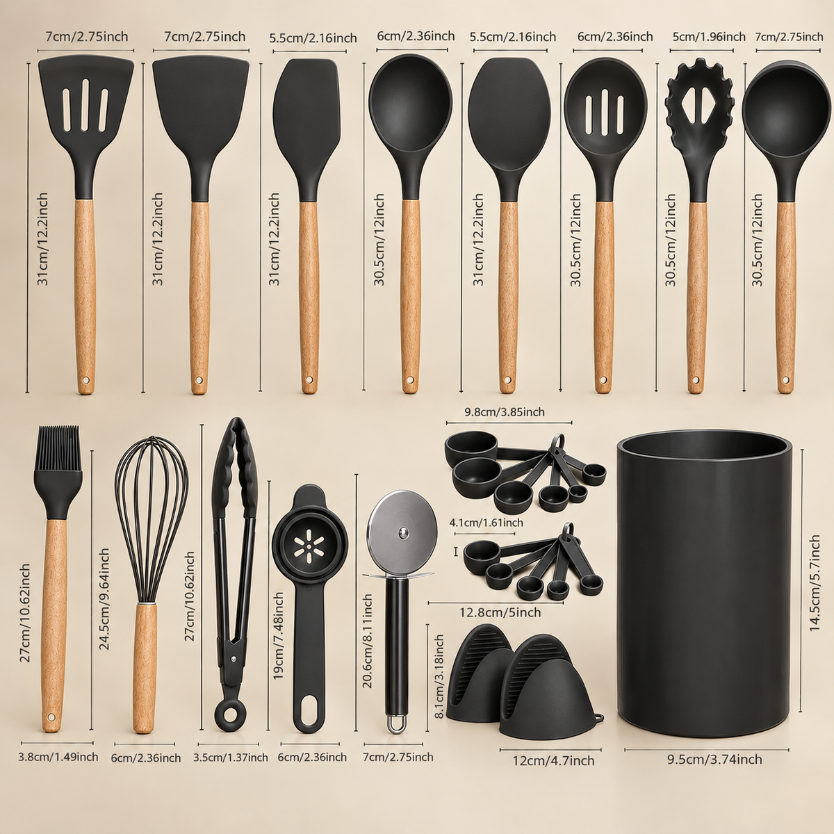 36-Piece Silicone Kitchen Utensil Set with Holder