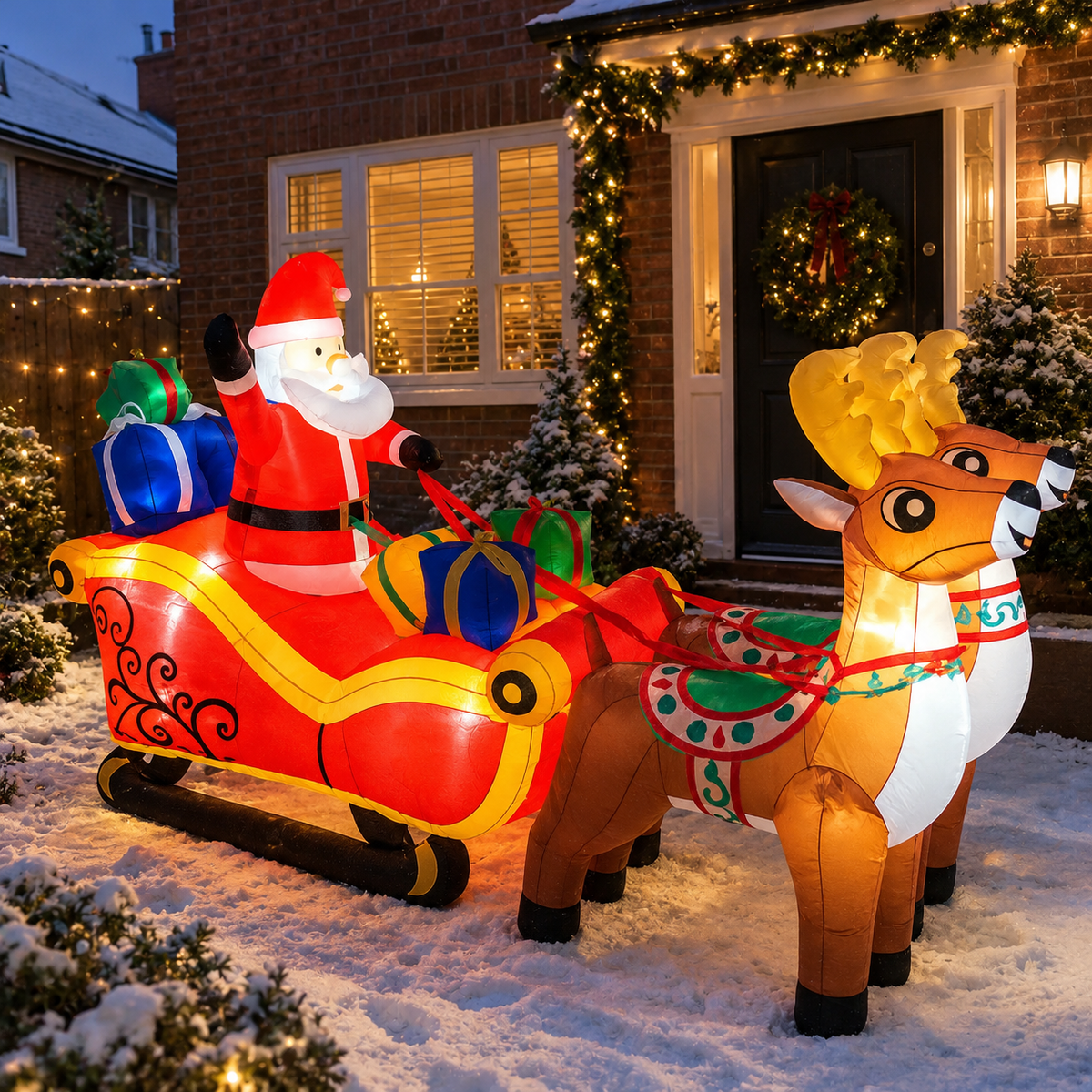 Giant Inflatable Santa Sleigh with Reindeer (6.8ft)