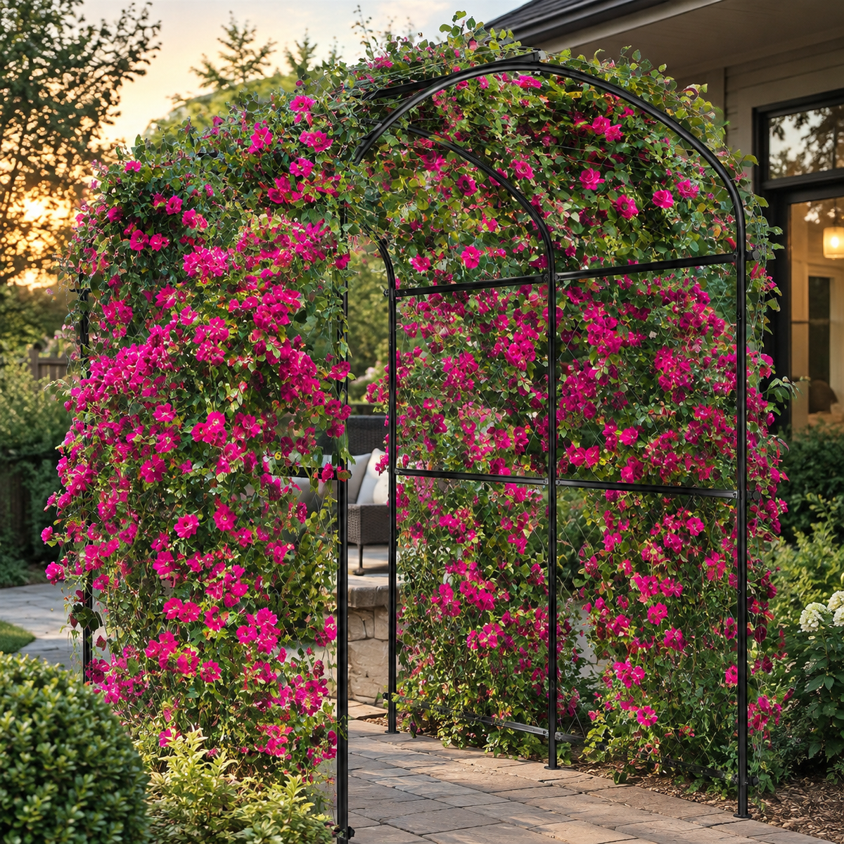 U-Shaped Garden Trellis with Netting