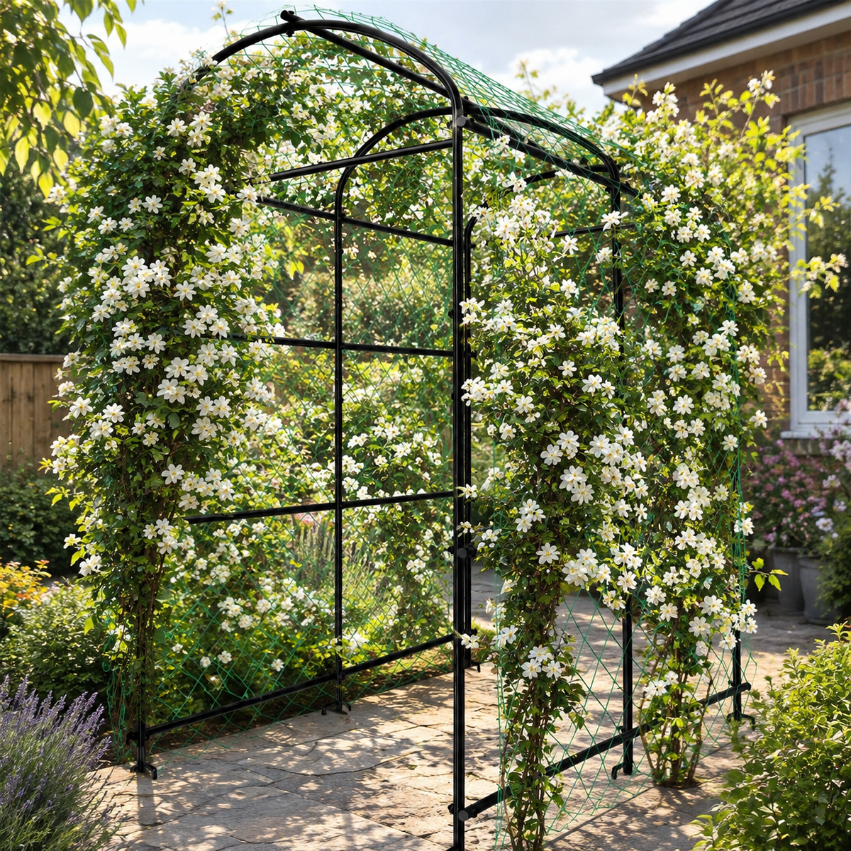 U-Shaped Garden Trellis with Netting
