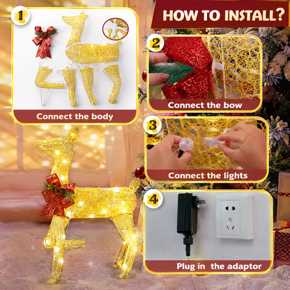 Light-Up Reindeer Family Set