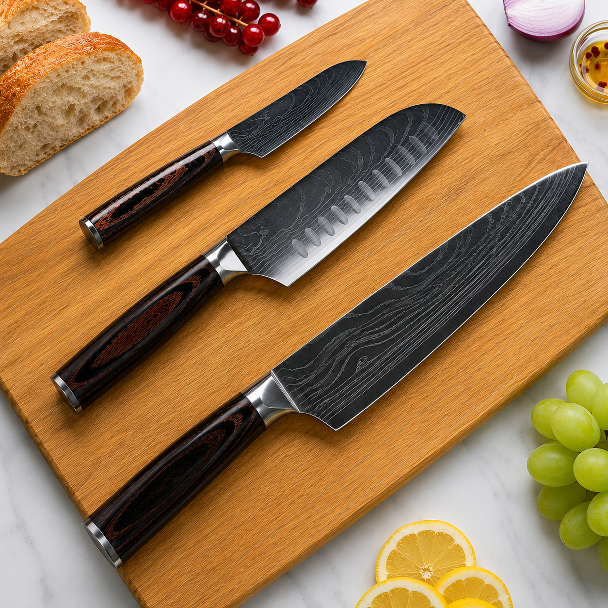 3-Piece Chef, Santoku & Paring Knife Set