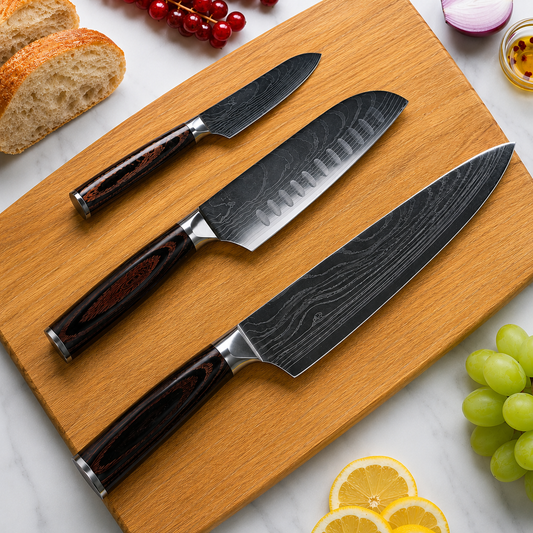 3-Piece Chef, Santoku & Paring Knife Set