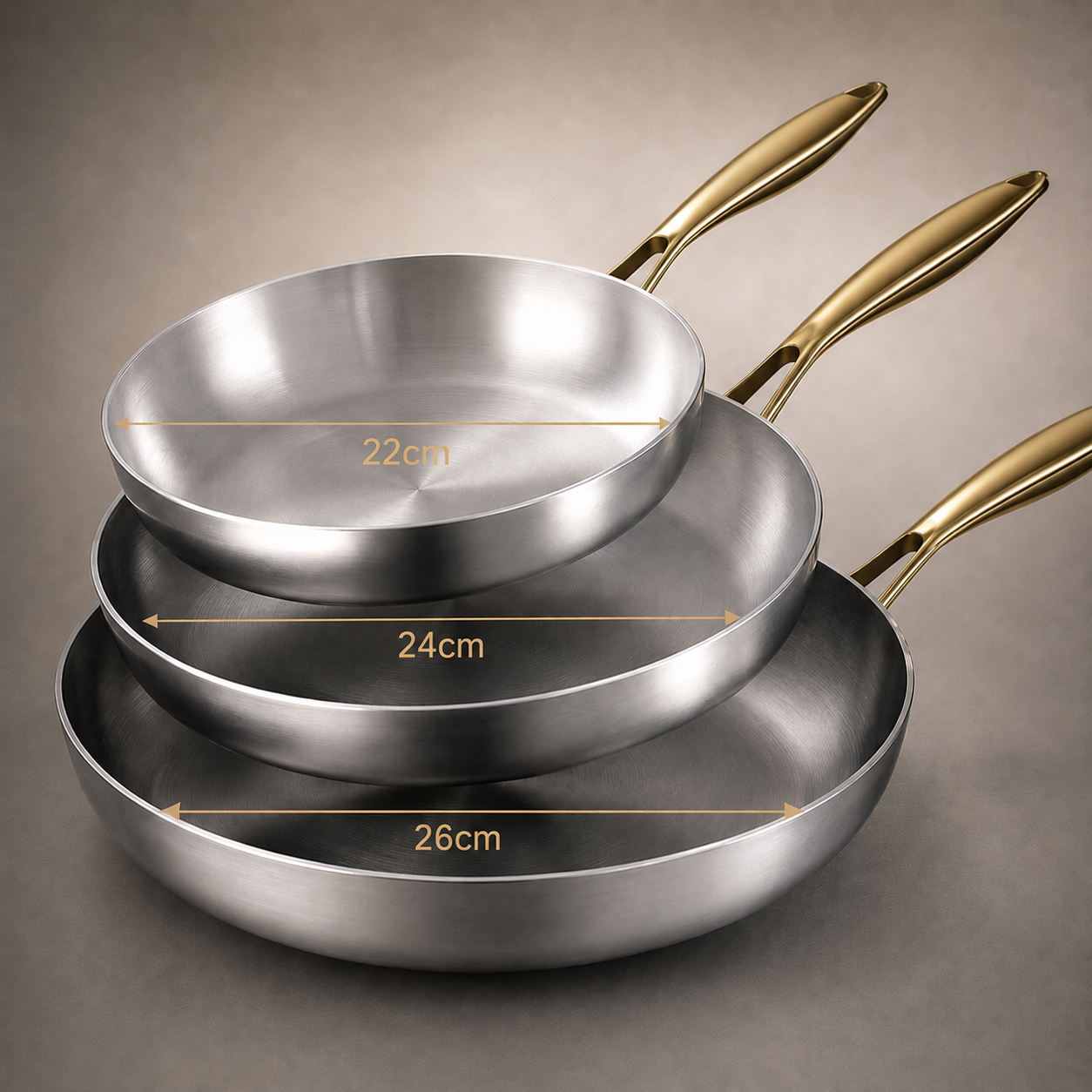 Stainless Steel Frying Pan 3-Piece Set
