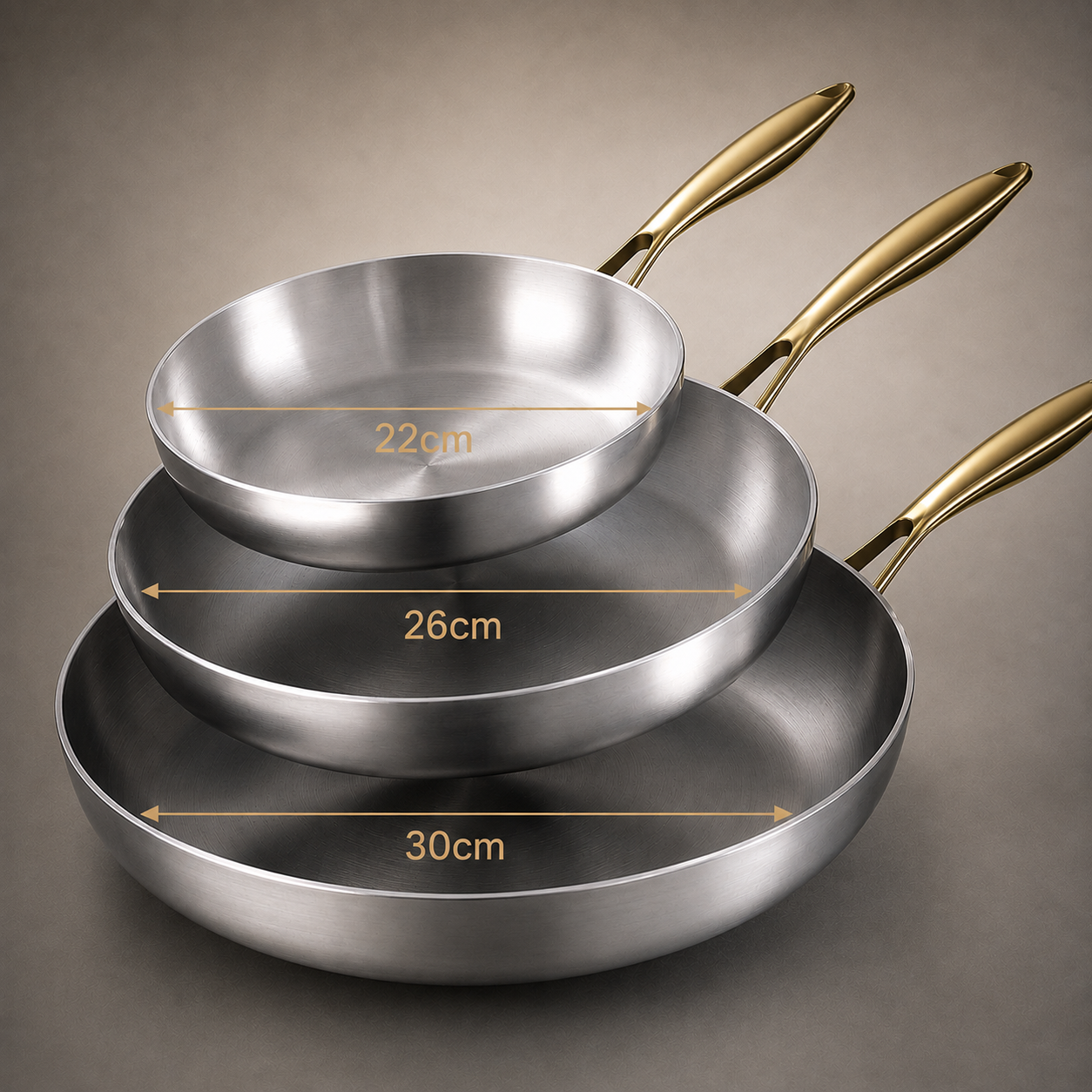 Stainless Steel Frying Pan 3-Piece Set