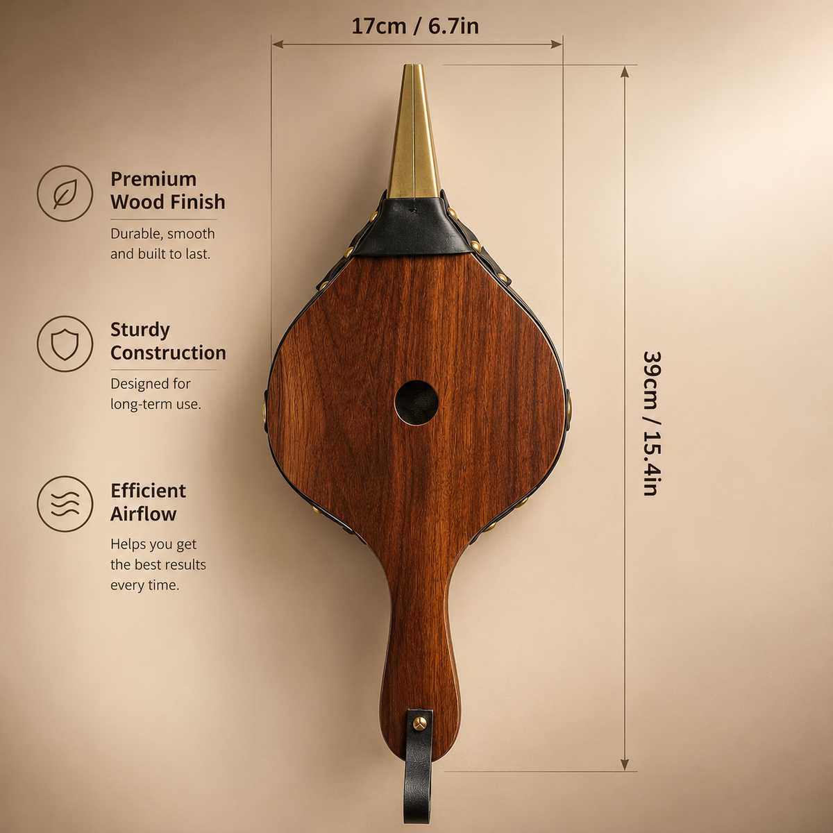 Wooden Fireplace Bellows