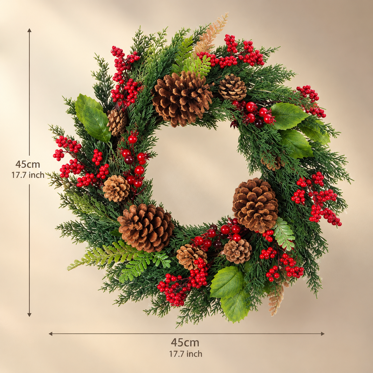 Red Berry Christmas Wreath (45cm)