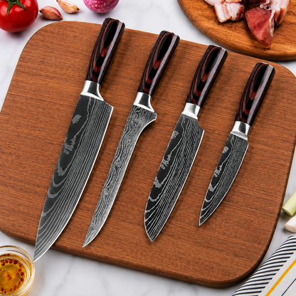 4-Piece Chef, Boning, Santoku & Paring Set