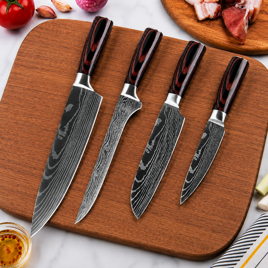 4-Piece Chef, Boning, Santoku & Paring Set