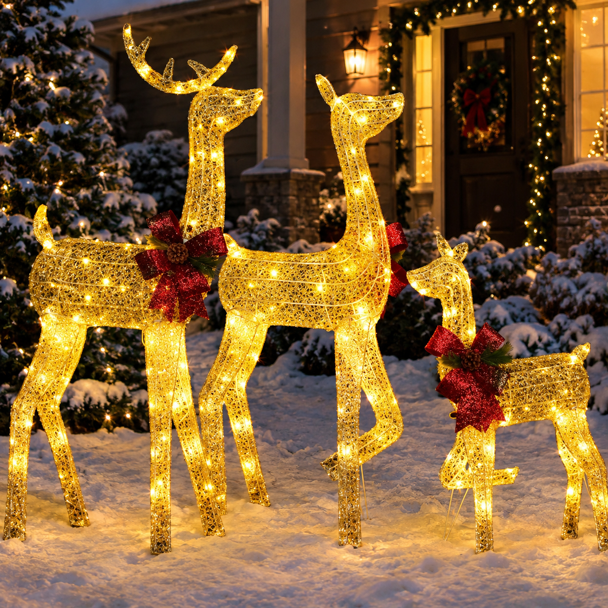 Light-Up Reindeer Family Set