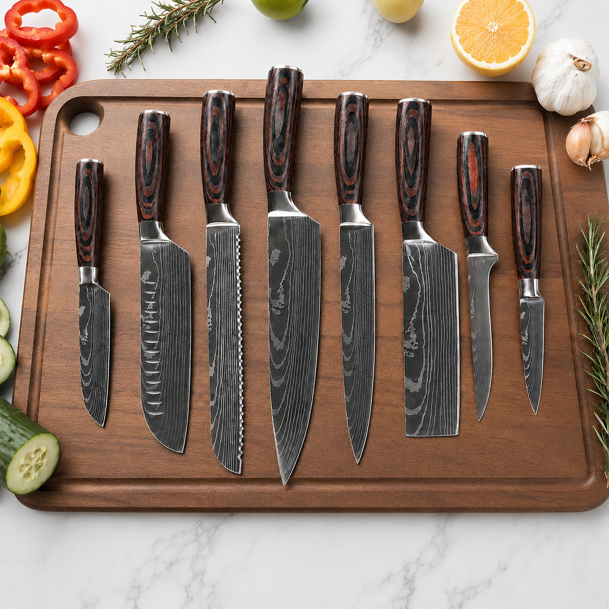 8 Piece Japanese Kitchen Knife Set