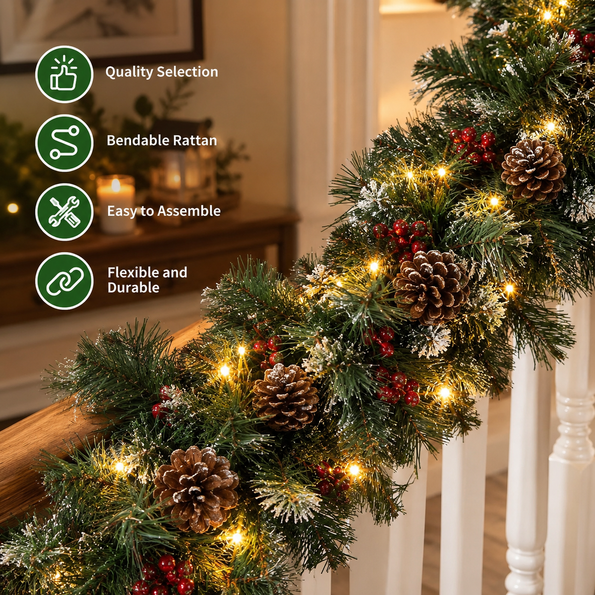 9FT Artificial Christmas Garland