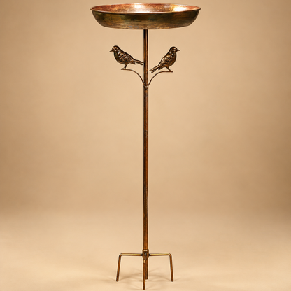 Freestanding Metal Bird Bath and Feeder Bowl (82cm Tall)