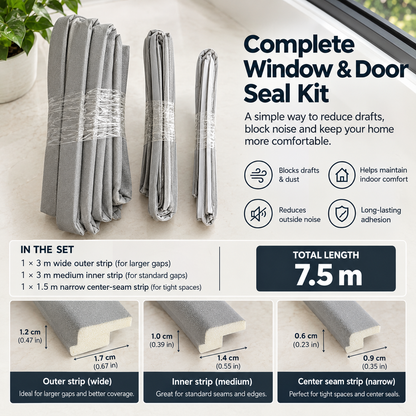 Draught Excluder Seal Strips for Sliding Windows and Doors (3 Pack)