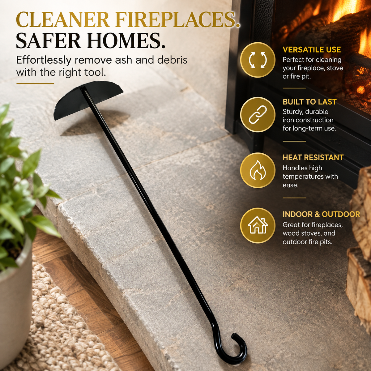 Ash Rake and Scoop for Wood Burners