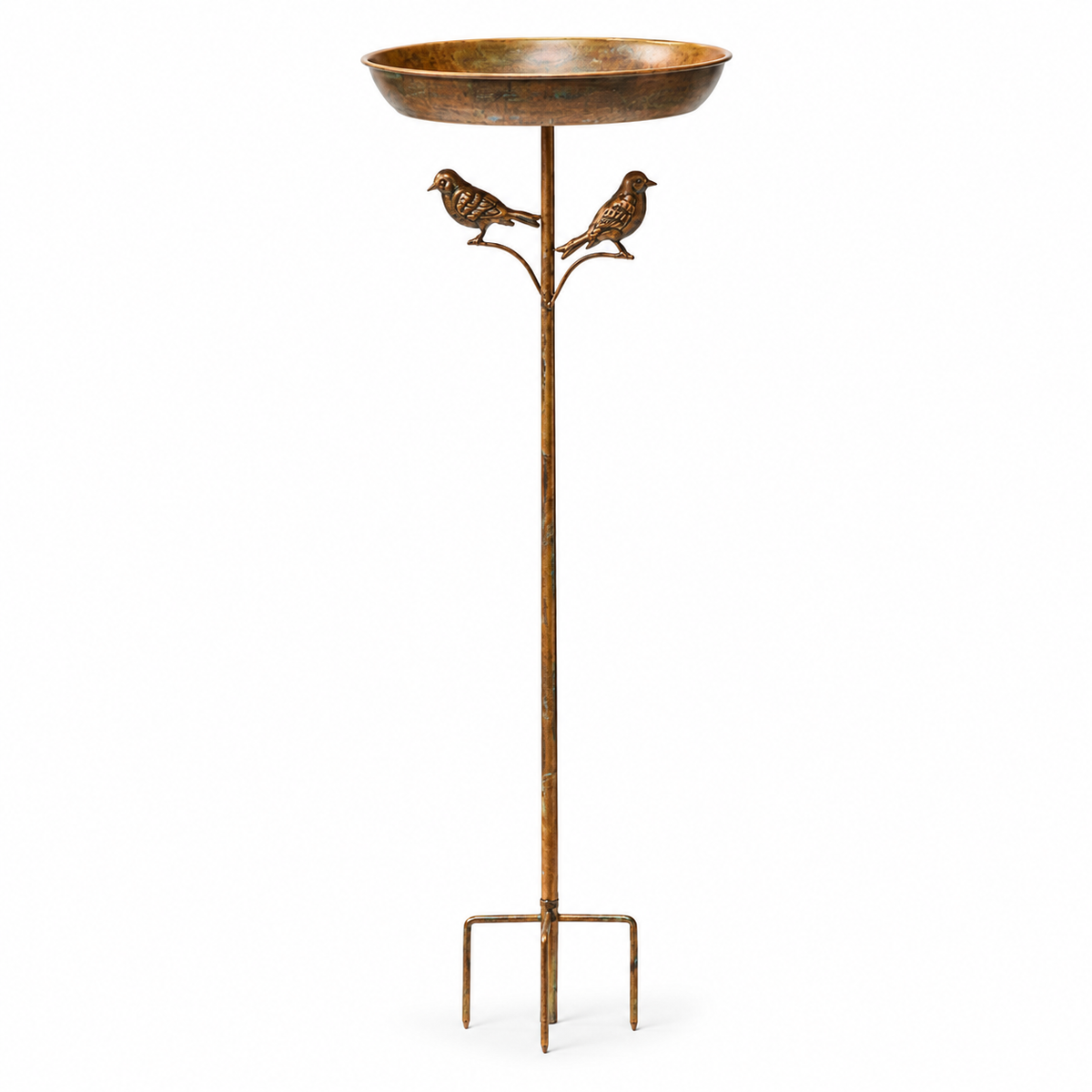 Freestanding Metal Bird Bath and Feeder Bowl (82cm Tall)