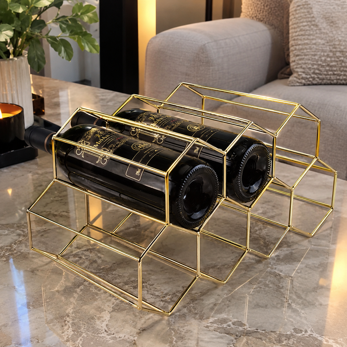 Metal Honeycomb Wine Rack (9 Bottles)