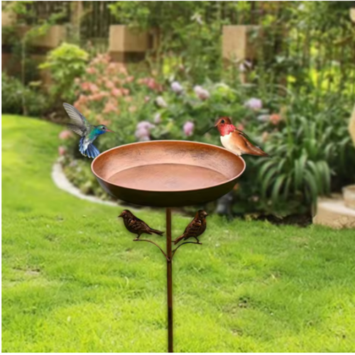 Freestanding Metal Bird Bath and Feeder Bowl (82cm Tall)