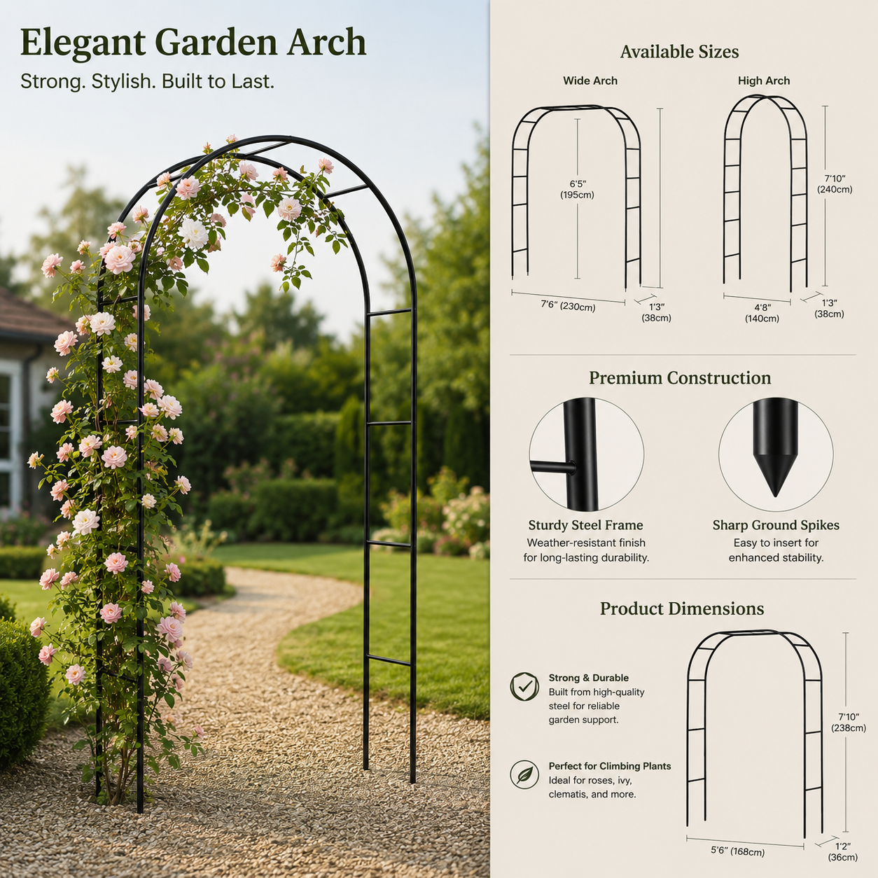 Metal Garden Arch (100")