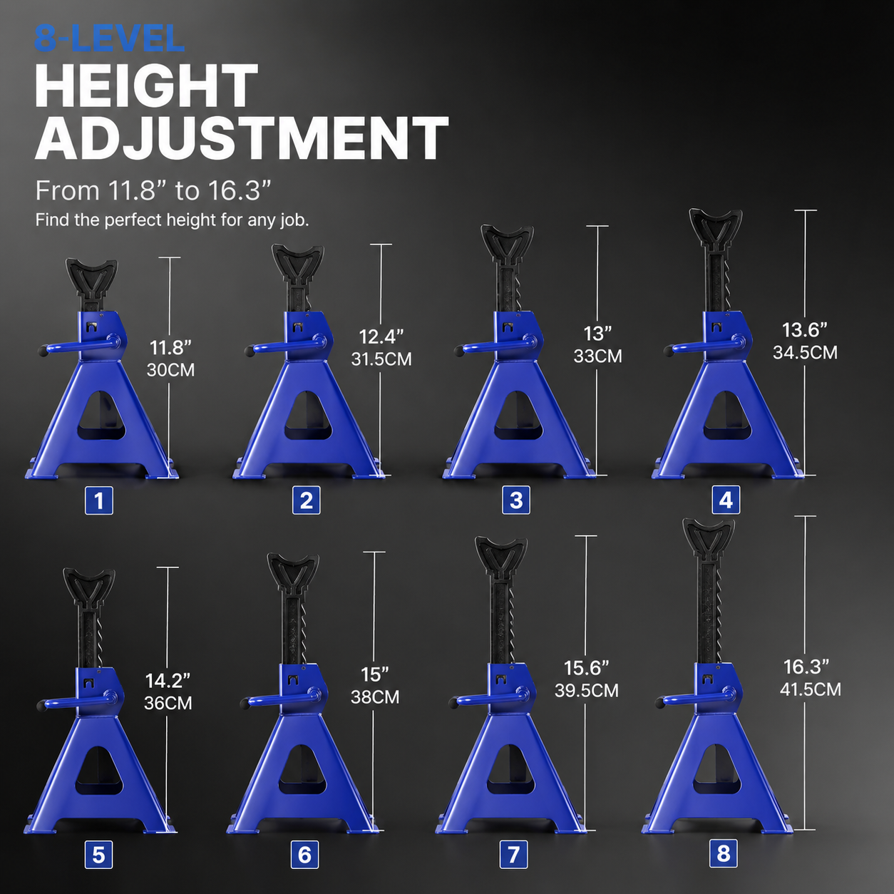 Axle Stands (Set of 2, 3 Ton)