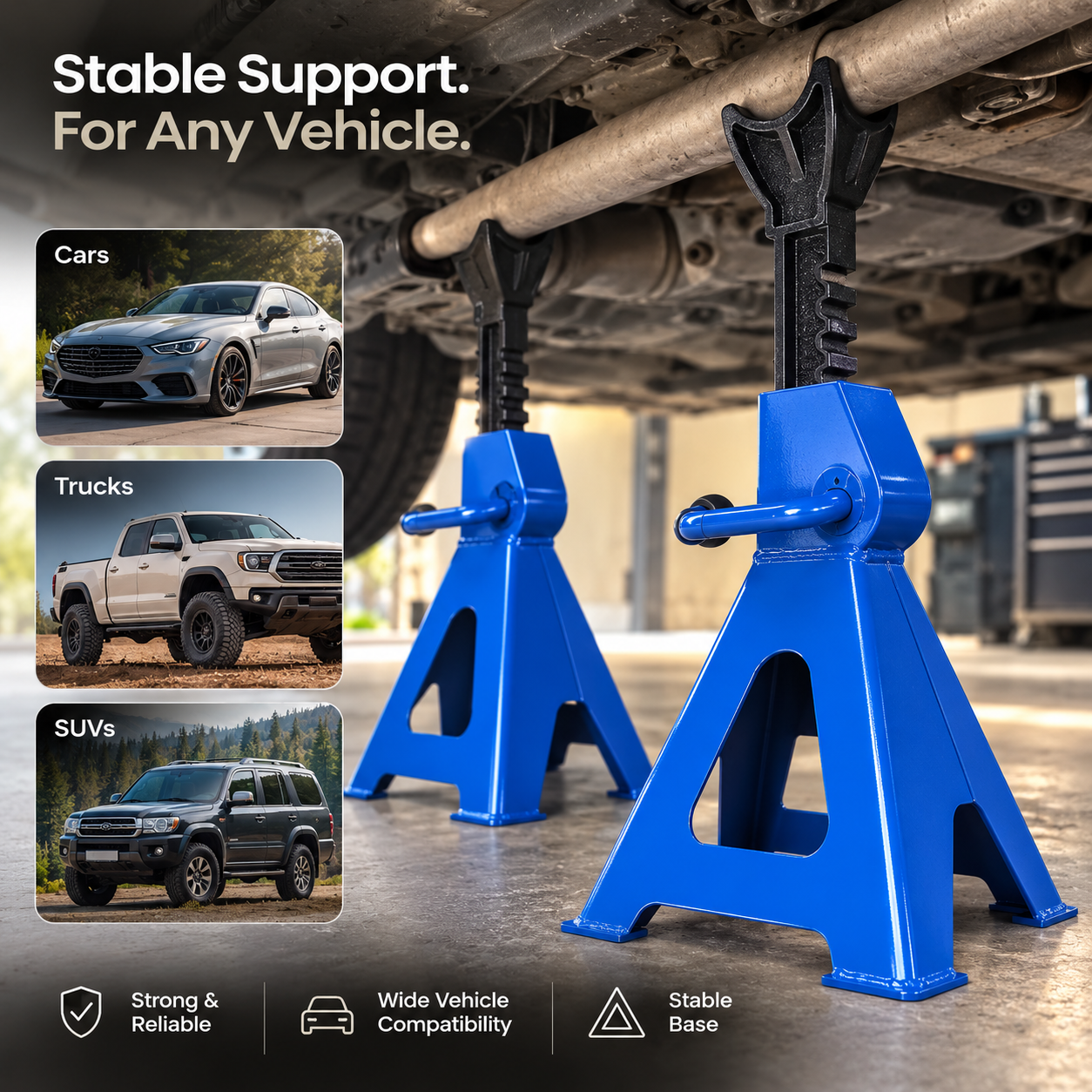 Axle Stands (Set of 2, 3 Ton)