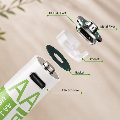 Rechargeable AA Batteries + USB-C Charger