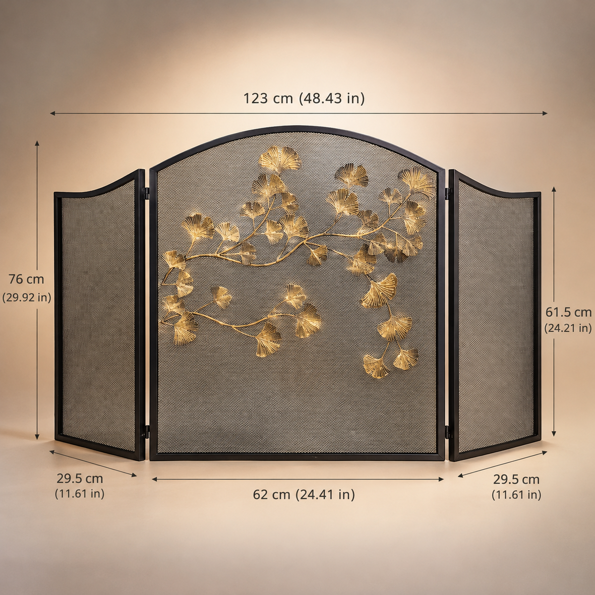 3-Panel Folding Fireplace Screen