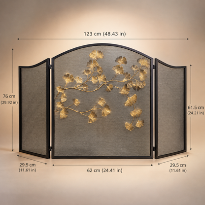 3-Panel Folding Fireplace Screen
