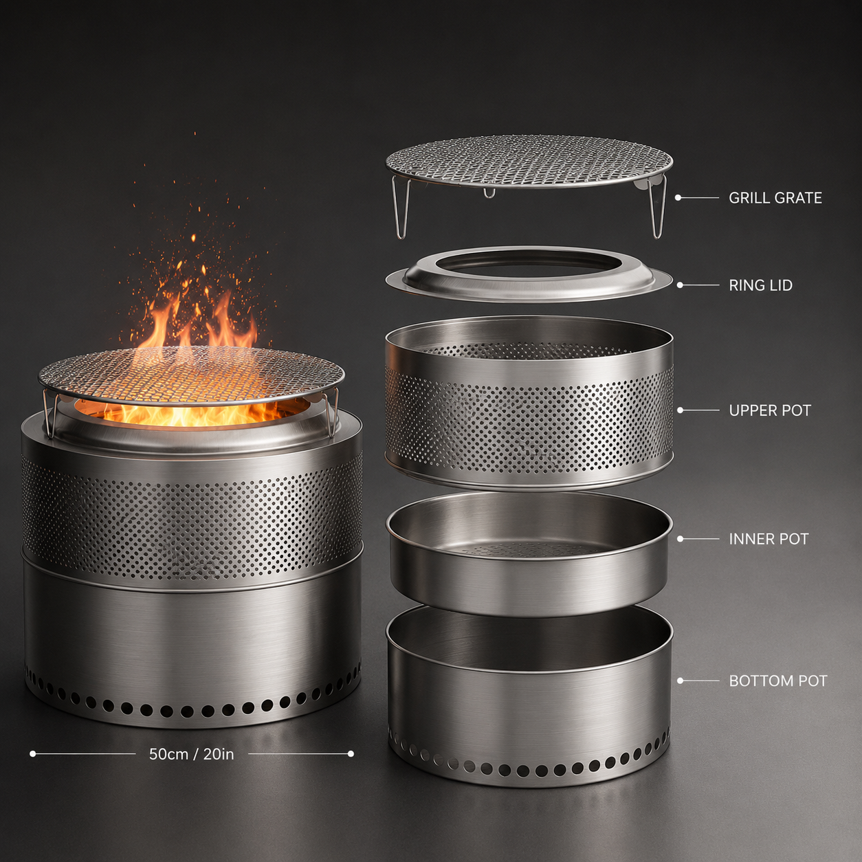19-Inch Smokeless Fire Pit (Large)