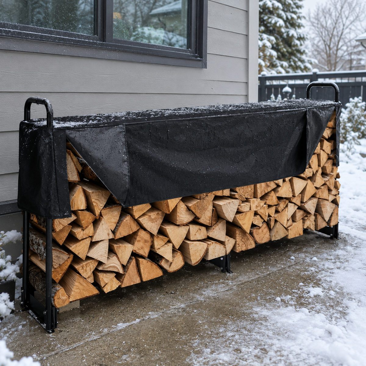 Firewood Log Store with Waterproof Cover