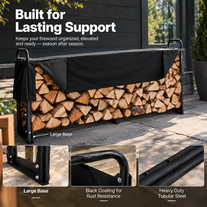 Firewood Log Store with Waterproof Cover