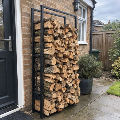 Adjustable Metal Log Rack with Hooks