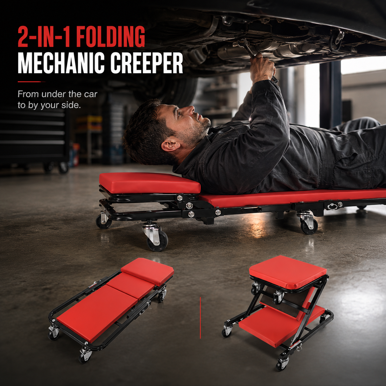 2-in-1 Folding Car Creeper