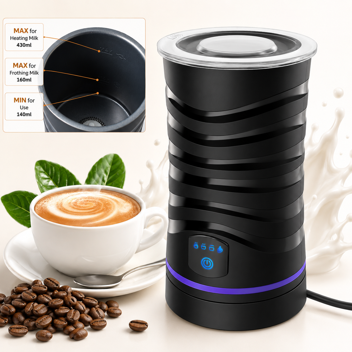 Electric Milk Frother (4-in-1)