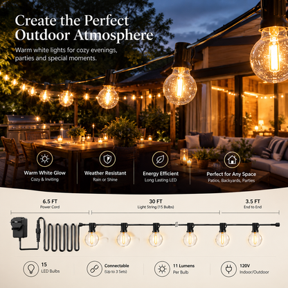 Waterproof Outdoor LED String Light Set
