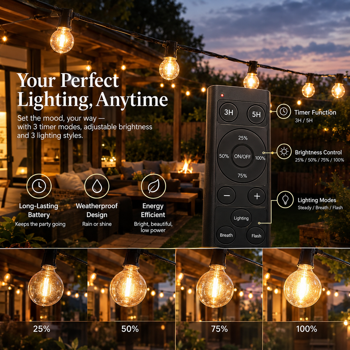 Waterproof Outdoor LED String Light Set
