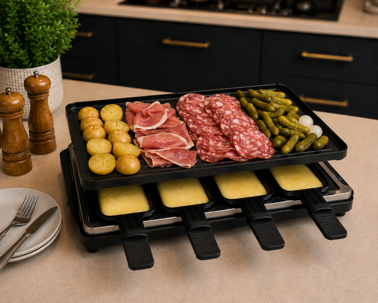 2-in-1 Raclette Grill, 8 Spatulas - UK plug