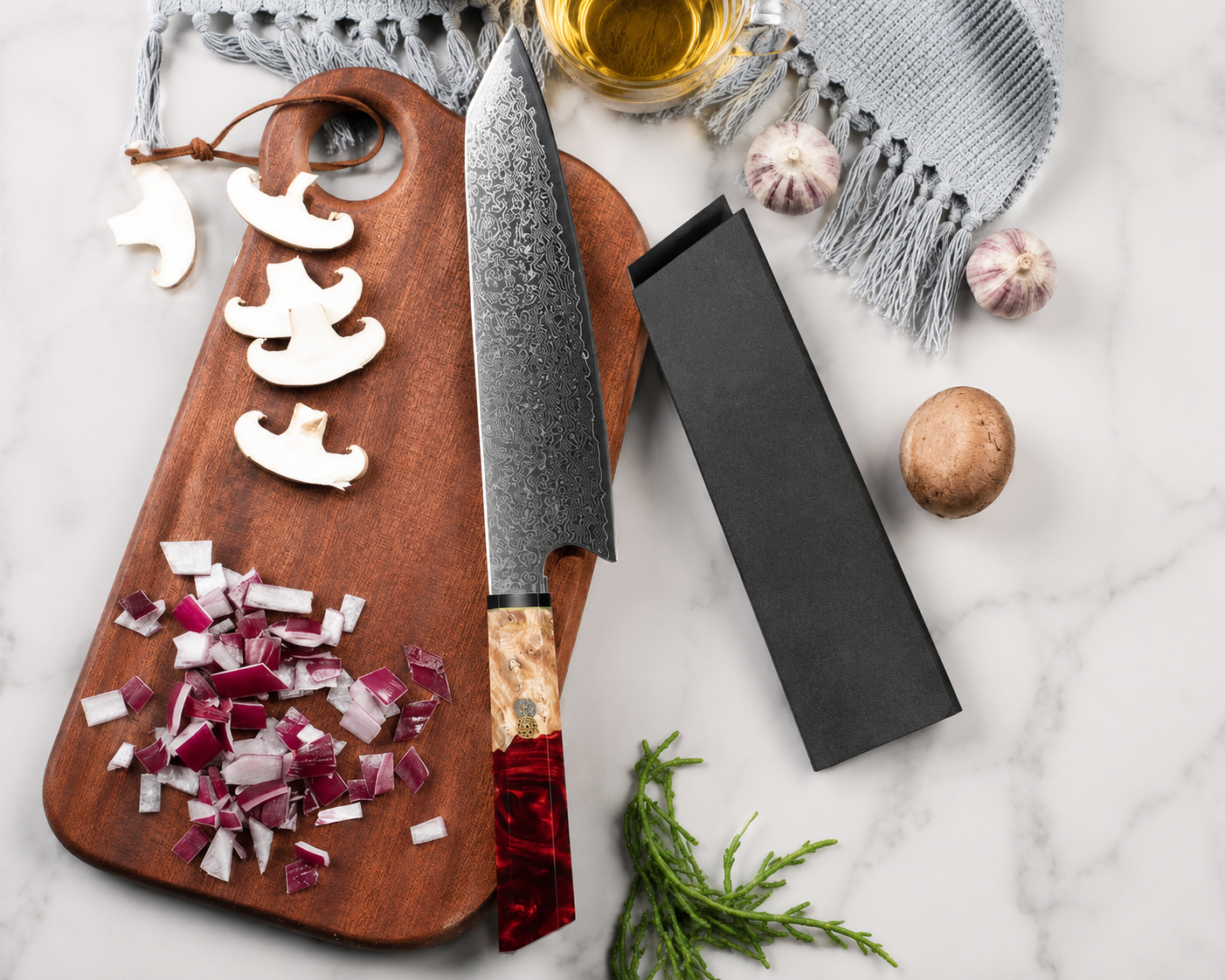 Nakiri Vegetable Knife, VG10 Damascus Steel