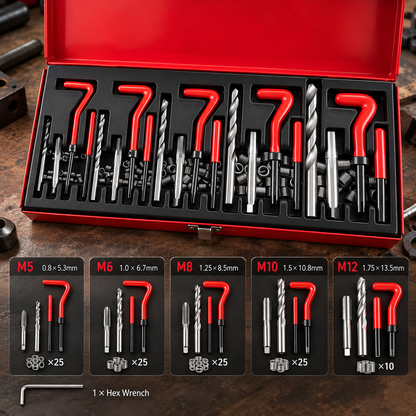 131-Piece Thread Repair Kit (M5–M12)