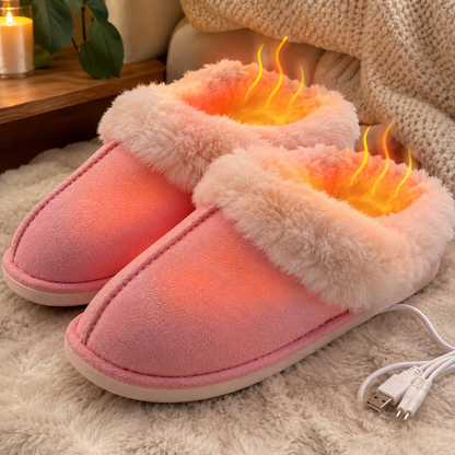Faux Fur USB Heated Slippers