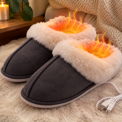 Faux Fur USB Heated Slippers