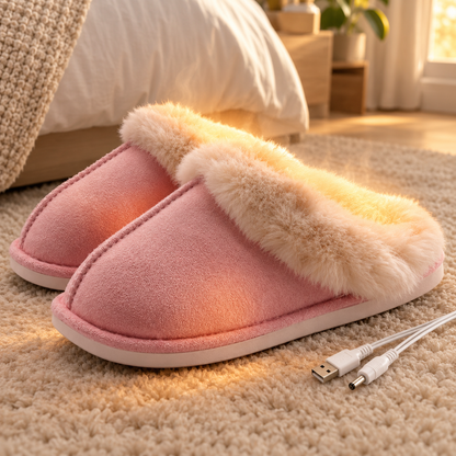 Faux Fur USB Heated Slippers