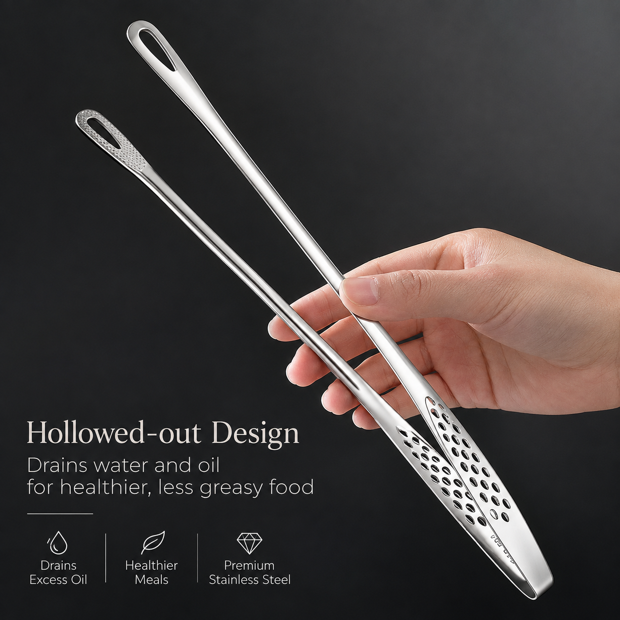 Long Stainless Steel Kitchen Tongs