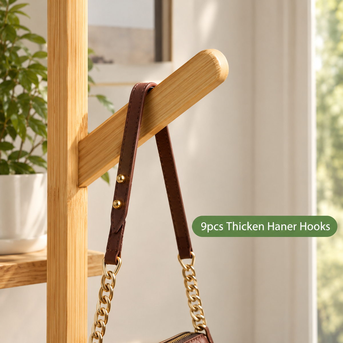 Bamboo Corner Coat Stand (9 Hooks)