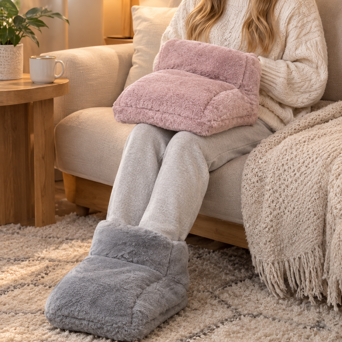 USB Plush Foot Warmer Slippers
